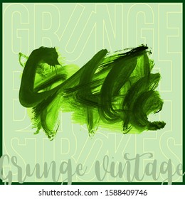 Green brush stroke and texture. Grunge vector abstract hand - painted element. Underline and border design.