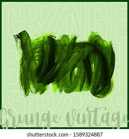 Green brush stroke and texture. Grunge vector abstract hand - painted element. Underline and border design.