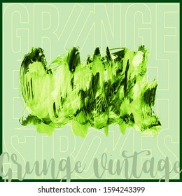 Green brush stroke and texture. Grunge vector abstract hand - painted element. Underline and border design.