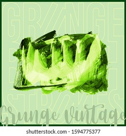 Green brush stroke and texture. Grunge vector abstract hand - painted element. Underline and border design.