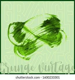 Green brush stroke and texture. Grunge vector abstract hand - painted element. Underline and border design.