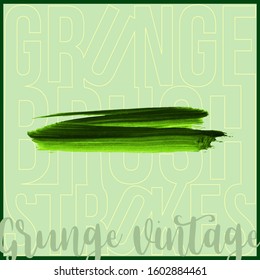 Green brush stroke and texture. Grunge vector abstract hand - painted element. Underline and border design.