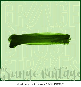 Green brush stroke and texture. Grunge vector abstract hand - painted element. Underline and border design.