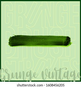 Green brush stroke and texture. Grunge vector abstract hand - painted element. Underline and border design.