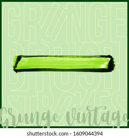 Green brush stroke and texture. Grunge vector abstract hand - painted element. Underline and border design.