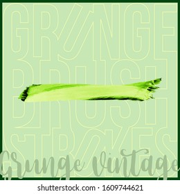 Green brush stroke and texture. Grunge vector abstract hand - painted element. Underline and border design.