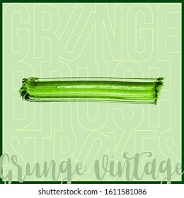 Green brush stroke and texture. Grunge vector abstract hand - painted element. Underline and border design.