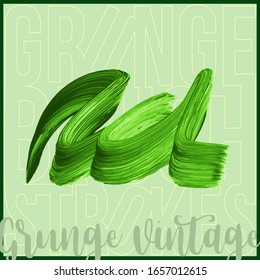 Green brush stroke and texture. Grunge vector abstract hand - painted element. Underline and border design.