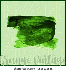Trazo y textura de pincel verde. Grunge vectorial abstracto de la mano - elemento pintado. Diseño de subrayado y borde.