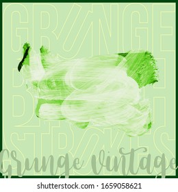 Green brush stroke and texture. Grunge vector abstract hand - painted element. Underline and border design.