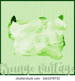 Green brush stroke and texture. Grunge vector abstract hand - painted element. Underline and border design.