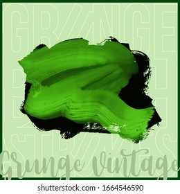 Green brush stroke and texture. Grunge vector abstract hand - painted element. Underline and border design.
