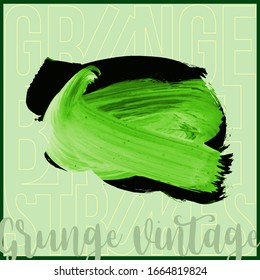 Green brush stroke and texture. Grunge vector abstract hand - painted element. Underline and border design.