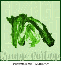 Green brush stroke and texture. Grunge vector abstract hand - painted element. Underline and border design.