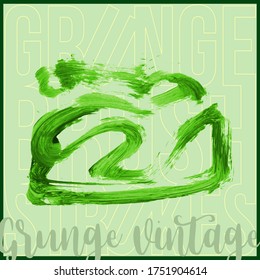 Green brush stroke and texture. Grunge vector abstract hand - painted element. Underline and border design.