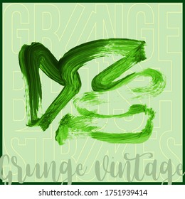 Green brush stroke and texture. Grunge vector abstract hand - painted element. Underline and border design.