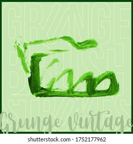 Green brush stroke and texture. Grunge vector abstract hand - painted element. Underline and border design.