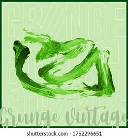 Green brush stroke and texture. Grunge vector abstract hand - painted element. Underline and border design.