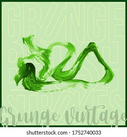 Green brush stroke and texture. Grunge vector abstract hand - painted element. Underline and border design.