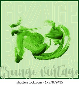 Green brush stroke and texture. Grunge vector abstract hand - painted element. Underline and border design.