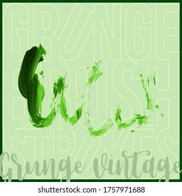 Green brush stroke and texture. Grunge vector abstract hand - painted element. Underline and border design.