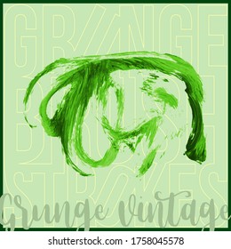 Green brush stroke and texture. Grunge vector abstract hand - painted element. Underline and border design.
