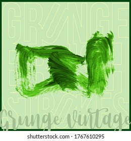 Green brush stroke and texture. Grunge vector abstract hand - painted element. Underline and border design.