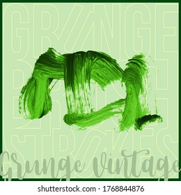 Green brush stroke and texture. Grunge vector abstract hand - painted element. Underline and border design.