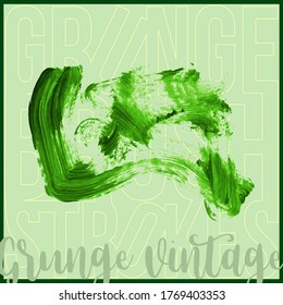 Grüner Pinselstrich und Textur. farbige, abstrakte, farbige Vektorgrafik - lackiertes Element. Unterstreichen und Grenzdesign.