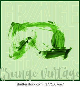 Green brush stroke and texture. Grunge vector abstract hand - painted element. Underline and border design.