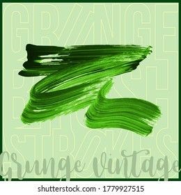 Green brush stroke and texture. Grunge vector abstract hand - painted element. Underline and border design.