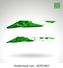 Green brush stroke and texture. Grunge vector abstract hand - painted element. Underline and border design.