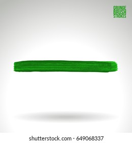 Green brush stroke and texture. Grunge vector abstract hand - painted element. Underline and border design.