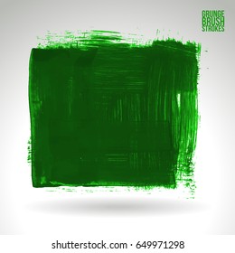Green brush stroke and texture. Grunge vector abstract hand - painted element. Underline and border design.