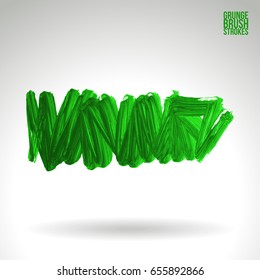 Green brush stroke and texture. Grunge vector abstract hand - painted element. Underline and border design.