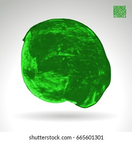 Green brush stroke and texture. Grunge vector abstract hand - painted element. Underline and border design.