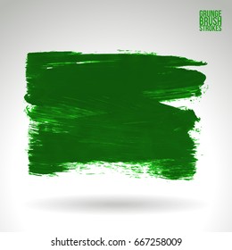 Green brush stroke and texture. Grunge vector abstract hand - painted element. Underline and border design.
