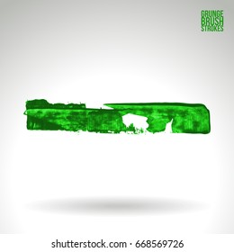 Green brush stroke and texture. Grunge vector abstract hand - painted element. Underline and border design.