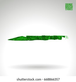 Green brush stroke and texture. Grunge vector abstract hand - painted element. Underline and border design.