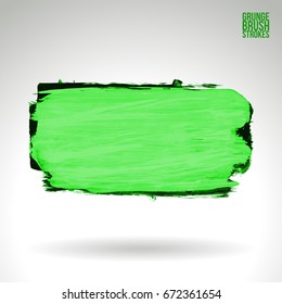 Green brush stroke and texture. Grunge vector abstract hand - painted element. Underline and border design.