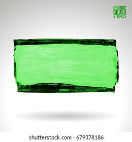 Green brush stroke and texture. Grunge vector abstract hand - painted element. Underline and border design.