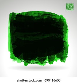 Green brush stroke and texture. Grunge vector abstract hand - painted element. Underline and border design.