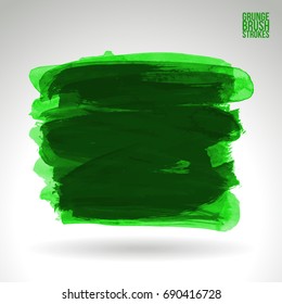 Green brush stroke and texture. Grunge vector abstract hand - painted element. Underline and border design.