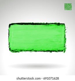 Green brush stroke and texture. Grunge vector abstract hand - painted element. Underline and border design.