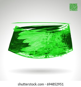 Green brush stroke and texture. Grunge vector abstract hand - painted element. Underline and border design.