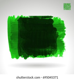 Green brush stroke and texture. Grunge vector abstract hand - painted element. Underline and border design.