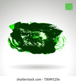 Green brush stroke and texture. Grunge vector abstract hand - painted element. Underline and border design.