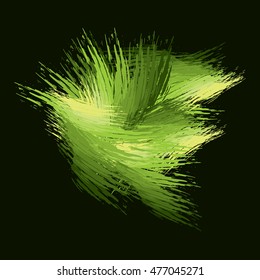Green brush strokes on dark background
