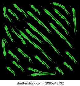 Correos de pincel verde fijados para banners, volantes y otros sobre fondo negro