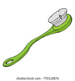 Green brush. Toothbrush. Vector illustration.